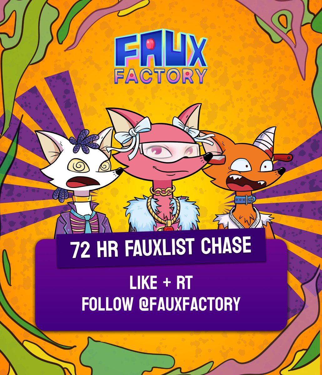 Faux Factory (@fauxfactory) on Twitter photo Big things are coming Fauxes and Discord closing in 72 hrs, but we won't be leaving you without sweet parting gifts. Celebrating our website launch with a limited-time giveaway: Fauxlists!
♥️ Like + RT
🔔 Follow <a href="/fauxfactory/">Faux Factory</a>
🚀 Apply at dyno.gg/form/ce19dd72
#stayfaux #BUIDL Big things are coming Fauxes and Discord closing in 72 hrs, but we won't be leaving you without sweet parting gifts. Celebrating our website launch with a limited-time giveaway: Fauxlists!
♥️ Like + RT
🔔 Follow <a href="/fauxfactory/">Faux Factory</a>
🚀 Apply at dyno.gg/form/ce19dd72
#stayfaux #BUIDL