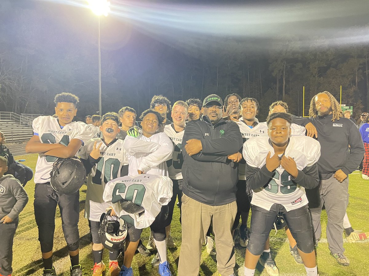 iamCarlBrown's tweet photo. What a season! Congratulations to @westcaryimps 🏈 2022-23 Western Conference Champions! We completed an undefeated conference season tonight vs East Cary. Big shoutout to @gTylerThompson and all the other former WCMS players for coming out and supporting this team. https://t.co/gDAaM9gHCX