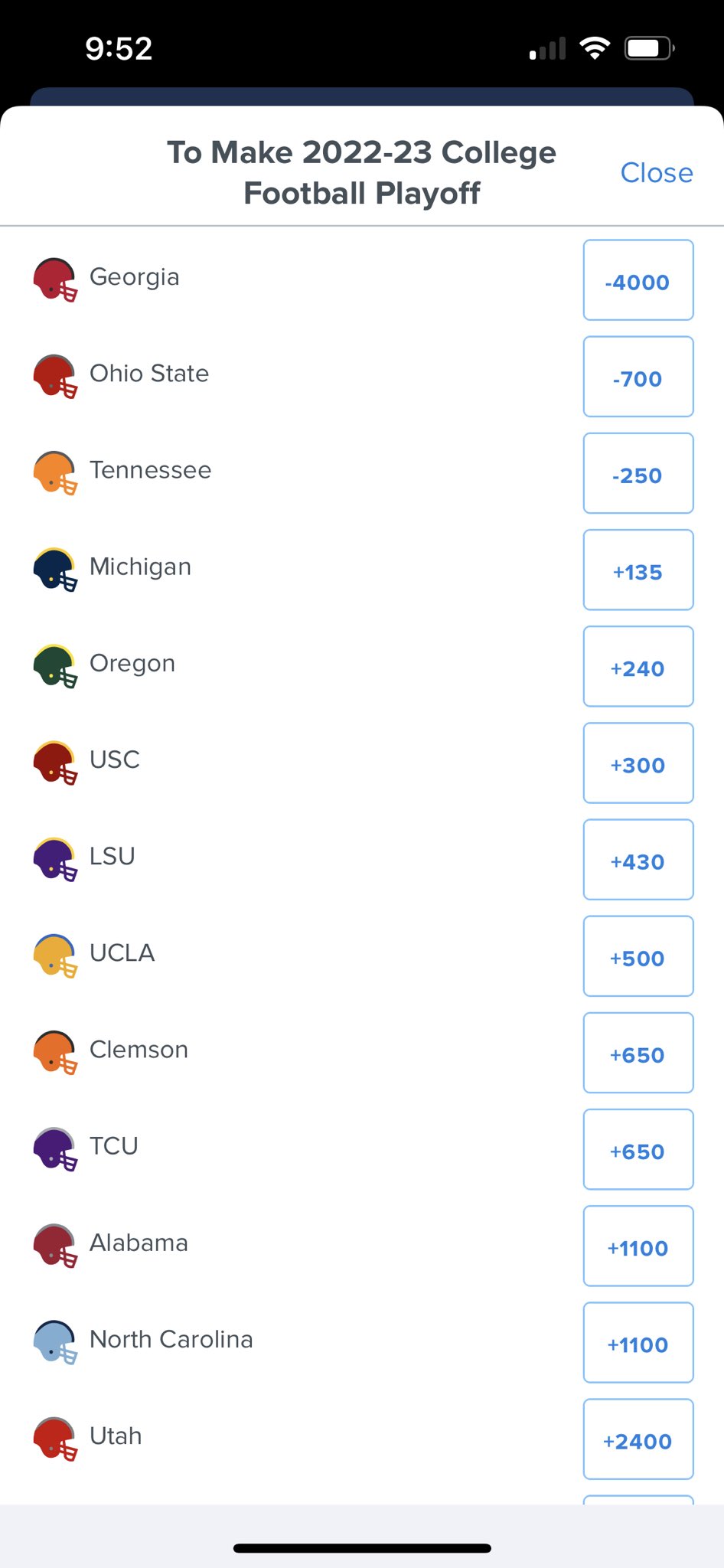Clay Travis on Twitter "Odds to make the college football playoff