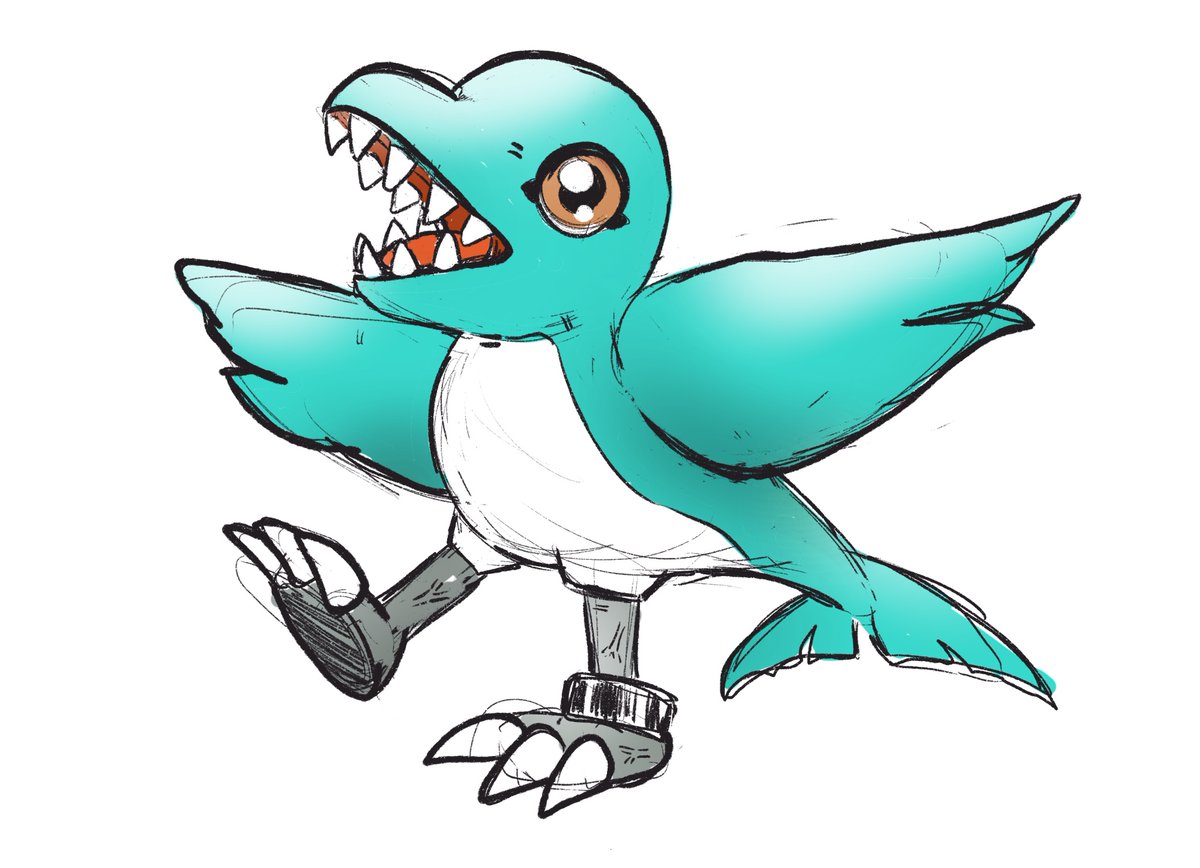 KrakenSoup's tweet image. Was watching Scorpy’s digimon stream, heard “Finfinmon” and knew my soul would not know rest til i drew it
Would not have been possible without my personal Digimon Expert and Consultant, @Nuxill 

#rtvs #scorpy #socpens #finfin