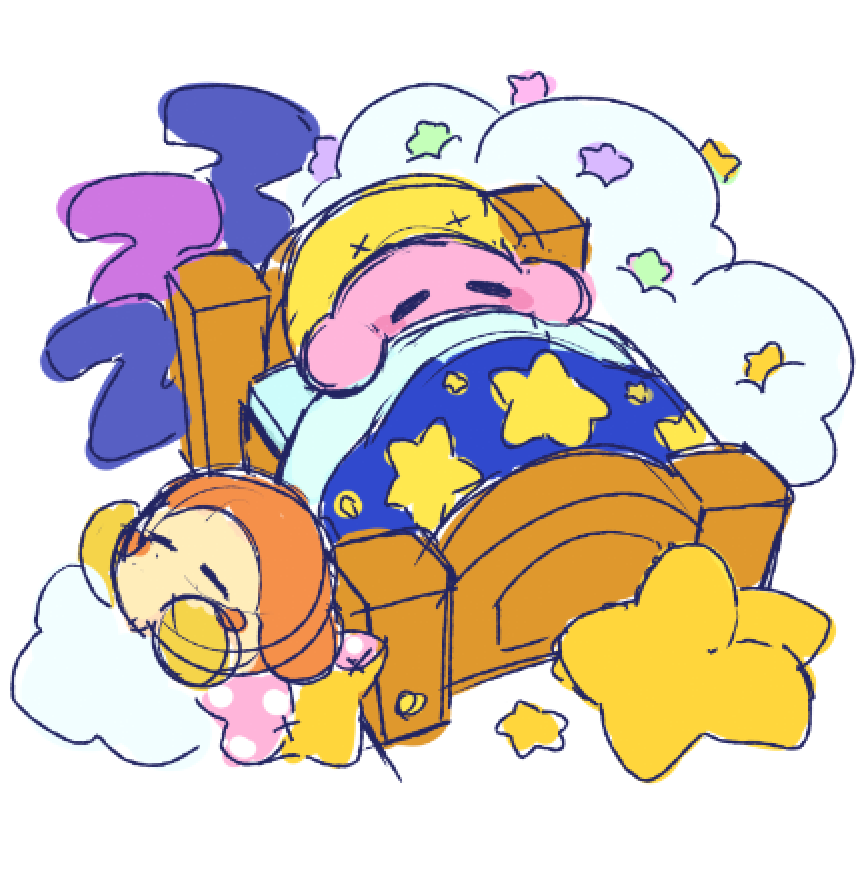 kirby sleeping star (symbol) closed eyes no humans white background pillow on back  illustration images
