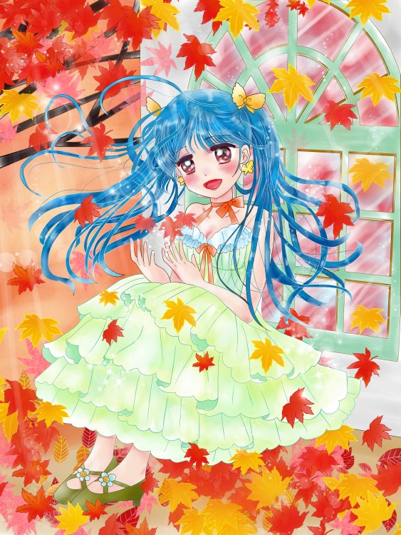 「今日11月10日の誕生花は「紅葉」です「山川に 風のかけたる しがらみは    」|愛ちん（ゆめみ愛）のイラスト