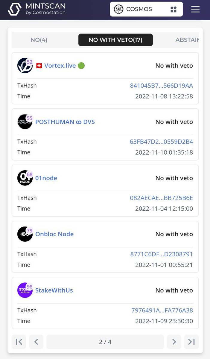 1/10
POSTHUMAN revoted from NO to NoWithVeto on Proposal #82

We became 18th validator who vote NWV on Proposal #82

Why did we do it?

Read this thread:
🔽🔽🔽