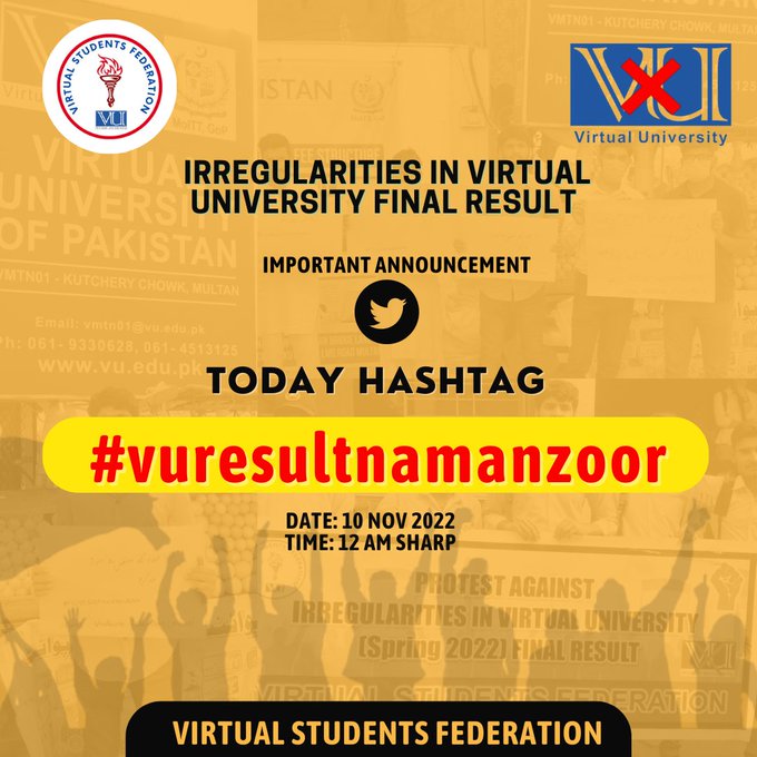 Fizahahah_2244's tweet photo. Attention Students!!!
Grab your keyboards and be ready we are again going to raise our voice against irregularities in the Spring 2022 Final result
#vuresultnamanzoor https://t.co/fp3VFQ20AH