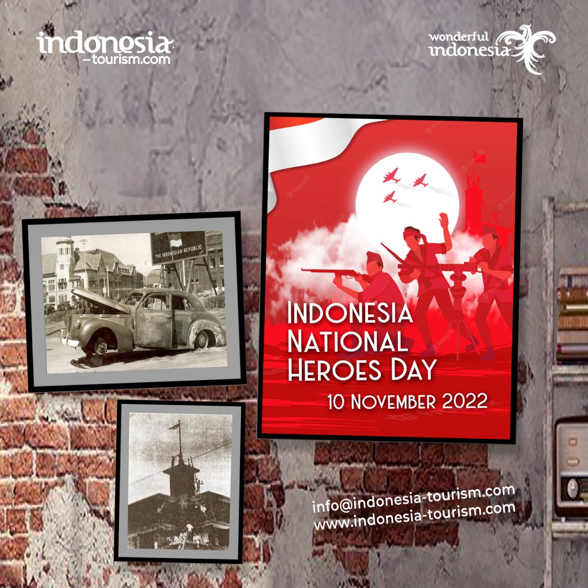indotourism's tweet image. On November 10, 1945 there was a battle in Surabaya which was a major battle between the Indonesian army and British troops. The battle of Surabaya was one of the most important battles of the war because it helped galvanize international support for the independence of Indonesia