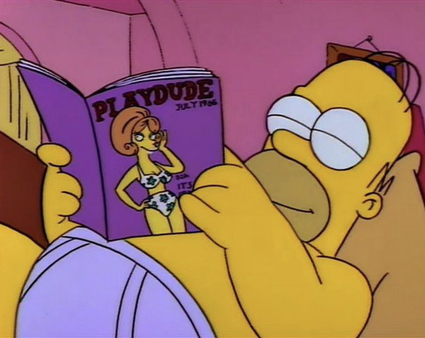 In this frame from “Homer the Heretic,” Homer’s eyelids are painted white