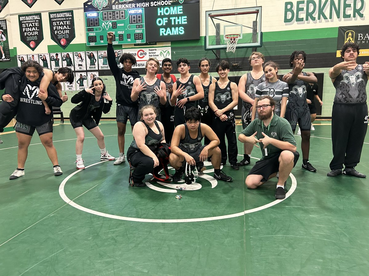 BERKNERWRESTLIN's tweet photo. WRESTLING IS BACK BABY!! Kicked it off right: Here at home with 3 hours of wrestling! We're at Arlington for the 22nd Arlington Inv. Friday and Saturday, then back home Wednesday to dual Plano West! #RamsWRESTLE @RAMS_BBC @berknerathletic https://t.co/lfB4VZOuTD