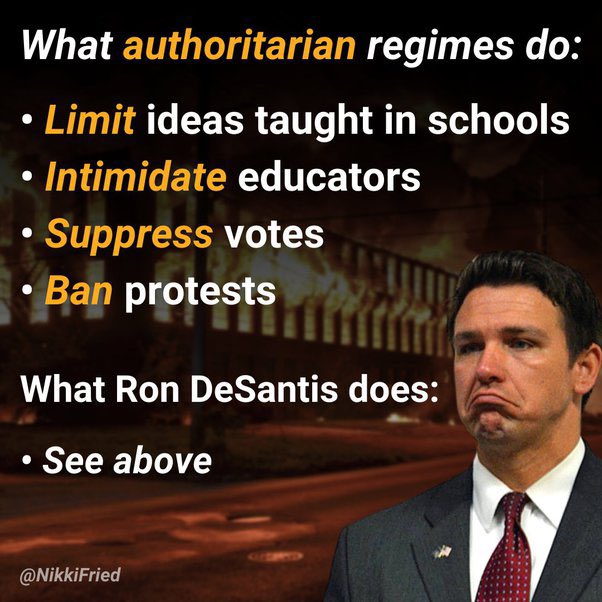 Dancingbear6's tweet photo. DeSantis blabbing about “woke” again out of ignorance and incompetence. #RonDeSantis #gop #maga #FloridaGOP https://t.co/tz6KYmHGte