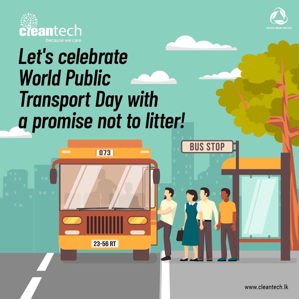 cleantech_lk's tweet photo. Let's celebrate World Public Transport Day with a promise not to litter!  

Read more:
https://t.co/YyLSz2KvvV

#Cleantech #PublicTransportDay #Celebrate #WasteCollectors #HealthyEnvironment #LetsProtectEnvironment #KeepYourCityClean #Specializedservices #2k22 https://t.co/otecPMjoAP