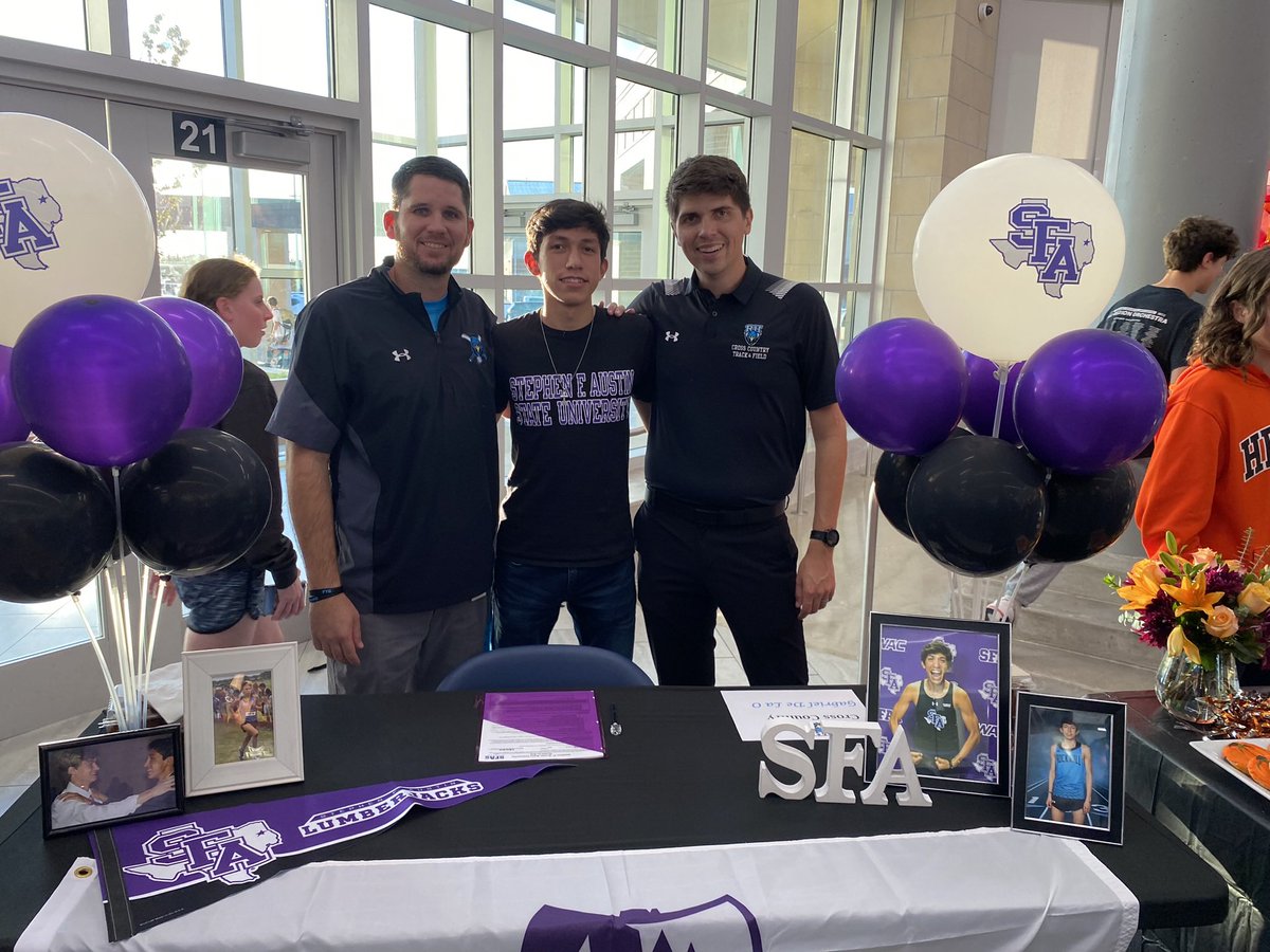 GabeDeLaO's tweet photo. Today was a great day! Thank you for everyone’s support and a big thank you to @CoachHansenSFA for believing in me. I won’t let you down or the team @SFA_TFXC I will always give you everything I have! https://t.co/IoIxnTefw3