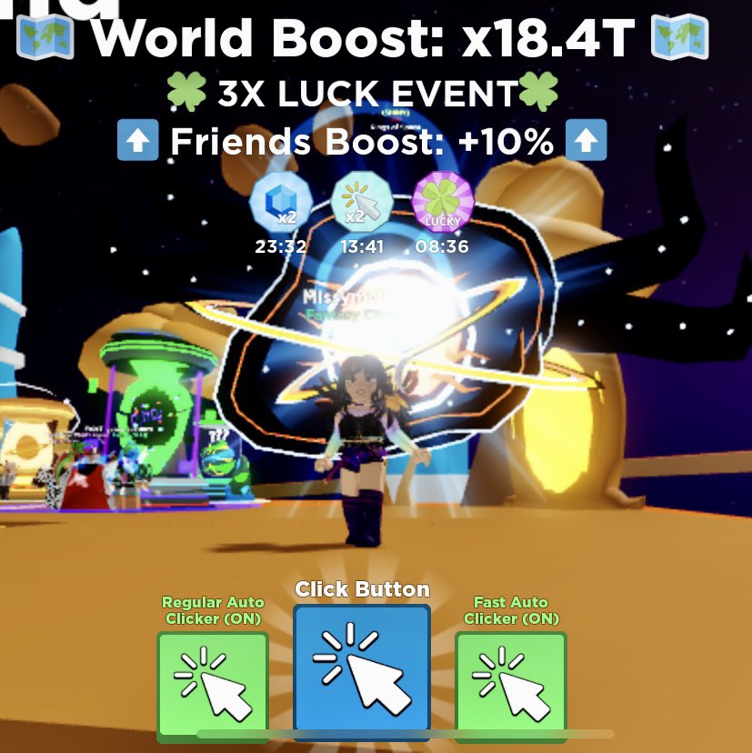 missyabc1's tweet photo. The pets in space world are just amazing✨Here’s the space of rings divine, and look at those glitch eggs from new update 🤩. Beautiful and great job @ClickerSim1 ! Excited to hatch glitch event! #clickersimulator #robloxgames https://t.co/JaTX1M3Q5l