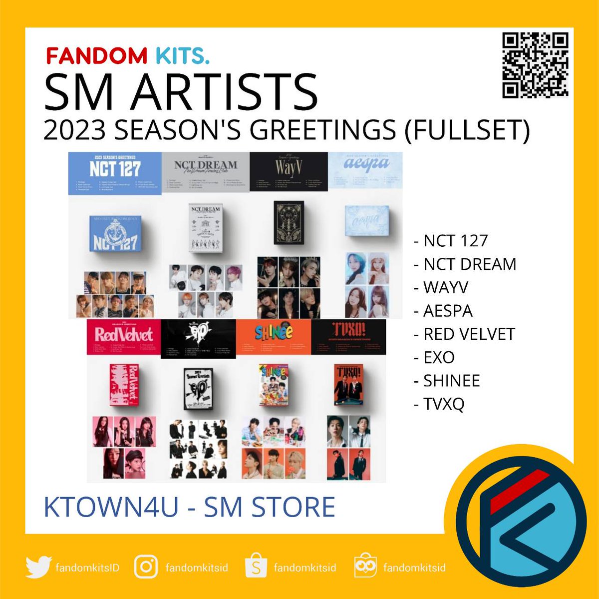 fandomkitsID's tweet photo. [#FandomKitsID_PreOrder] SM ARTIST - 2023 SEASON'S GREETINGS FULLSET

❤ KTOWN4U 💰 685K DP 450K
💙 SM STORE 💰 845K DP 550K

✨NCT 127,NCT DREAM,WAYV,AESPA,RED VELVET,EXO,SHINEE,TVXQ

✅Fixed Price [EMS+TAX+PACKAGING]
🎀 Beli min. 5pcs diskon 6K/pcs https://t.co/TWoR3P2AMh