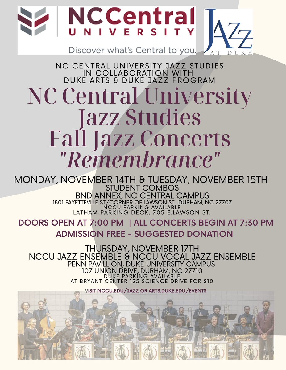 @nccujazz @bmarsalis @joeycalderazzo @LenoraHelm @VocalJazzOnline @vocaljazznccu @MoeDiggs23 @nccutacp @NCCU