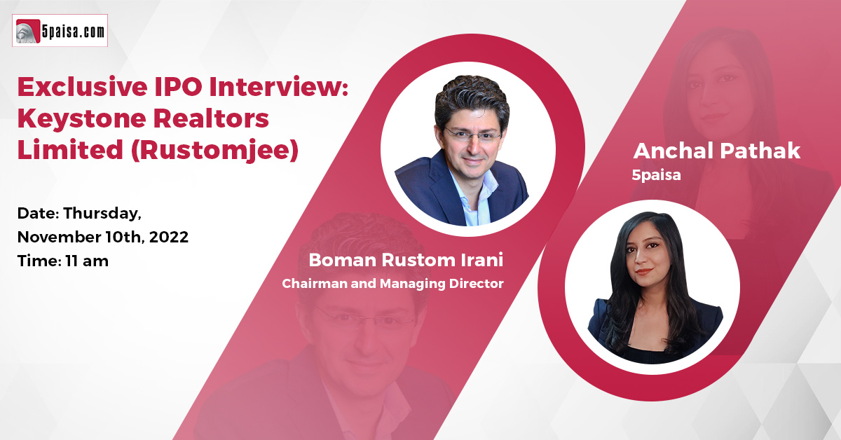 5paisa's tweet photo. Exclusive: Keystone Realtor #IPO #interview with Boman Rustom Irani 

Watch our Exclusive Interview with Boman Rustom Irani, Chairman &amp; Managing Director, Keystone Realtor.

Click here to join: https://t.co/NfWUMvZriY

#RustomjeeIPO #Rustomjee #KeyStoneRealtor #IPOIndia #Invest https://t.co/NSpsCDPSk2