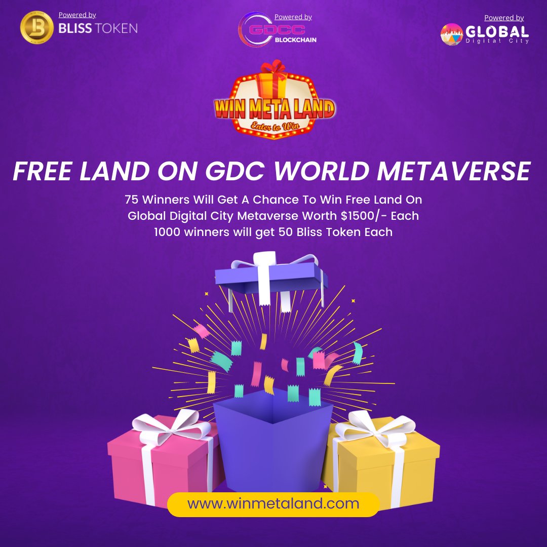 NTelcrypto's tweet photo. @crypto @BW Winmetaland in Metaverse
Own land on the Metaverse through Win Meta Land Contest powered by GDCC Blockchain, Bliss token and Global Digital City
#telcryptotitans #telcrypto #cryptocurrency
 #metaversecrypto #winmetaland #blisstoken #Blockchain 
https://t.co/pBbFl18q71 https://t.co/ZrRZDOIEZy