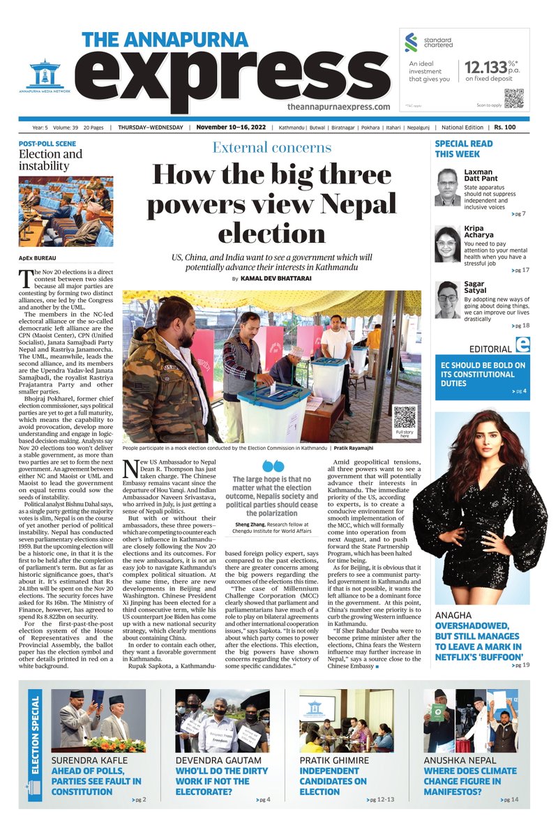 TheAnnaExpress's tweet photo. Dissecting Nov 20 polls in this week's The Annapurna Express. Get this power-packed election special issue. https://t.co/uz53wdZzmD