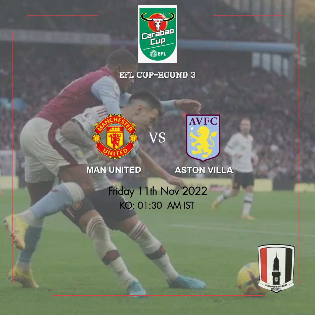 MUFC_Kolhapur's tweet photo. Matchday and a final game at the Theatre of Dreams before the FIFA World Cup begins.
Aston Villa arrive in Manchester for the 3rd round of Carabao Cup. Time to make amends after what happened last weekend, come on United!! 

#MUNAVL #GGMU #MUFC #CarabaoCup #GlazersOut https://t.co/D9LGmxB2wD