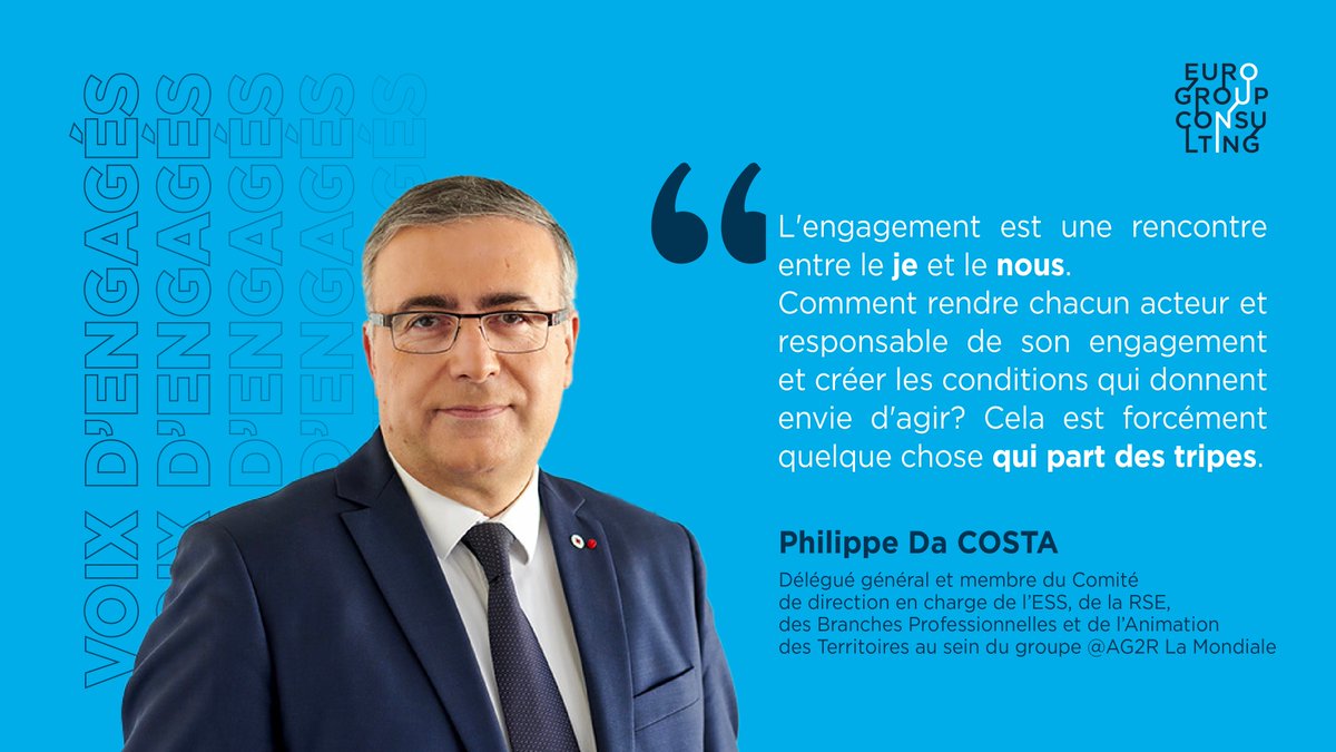 EurogroupFR's tweet photo. 🎙️ #Voixdengagés | Dans son témoignage pour le livre 📖 𝐸𝑛𝑔𝑎𝑔𝑒𝑚𝑒𝑛𝑡𝑠 - 𝐴𝑔𝑖𝑟, 𝐼𝑛𝑐𝑎𝑟𝑛𝑒𝑟, 𝑇𝑟𝑎𝑛𝑠𝑚𝑒𝑡𝑡𝑟𝑒, Phillipe Da Costa donne son éclairage sur les dynamiques personnelles de l'engagement.  
👉https://t.co/NPlXYe6h8e
 
#LeadingPositiveTransformation https://t.co/iOwtCz1BIn