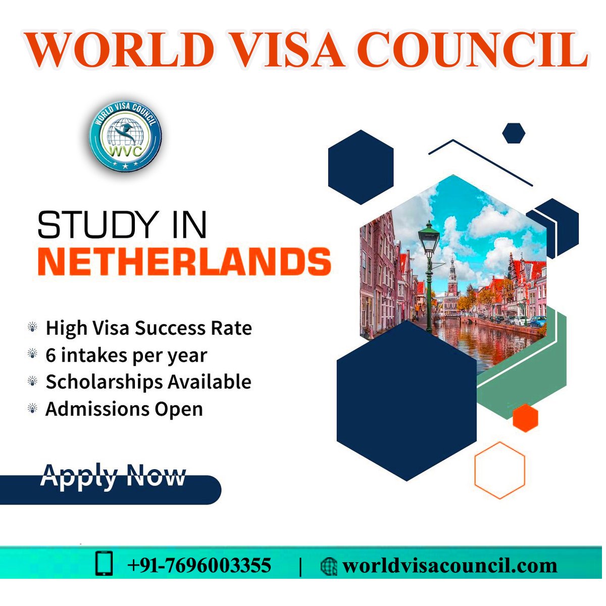 WORLDVISACOUNCL's tweet photo. Study in Netherlands with WORLD VISA COUNCIL
▪️ High Visa Success Rate
▪️ 6 intakes per year
▪️ Scholarships Available
▪️ Admissions Open
Contact us at ! #worldvisacouncil
Visit our website: https://t.co/yOz1TVJXDZ
 Call Us:  +91-7696003355 
#netherlandsstudy #studyvisa https://t.co/oBLyt4ejLi