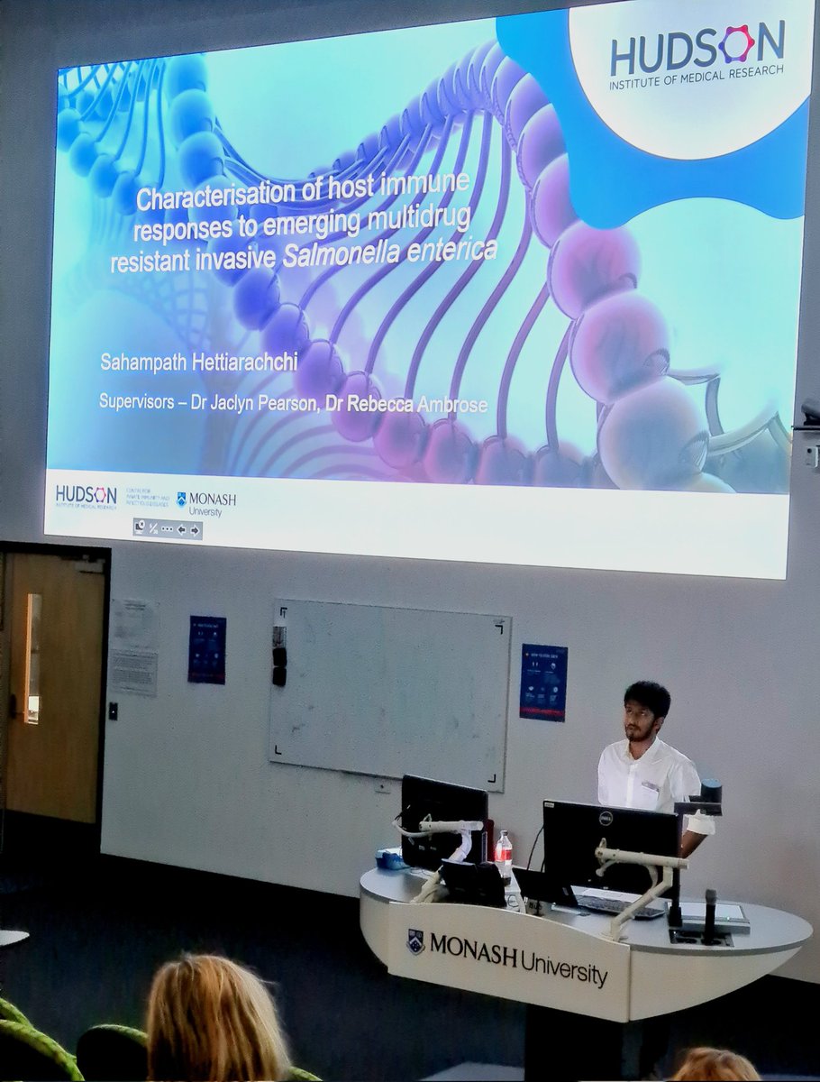 Maddie Wemyss (@maddiewemyss) on Twitter photo Fantastic lightning round talk from <a href="/PearsonLab22/">PearsonLab</a>'s own Sahampath Hettiarachchi at #BDISS2022, discussing #MultiDrugResistant invasive #Salmonella - Saham's first in-person symposium talk, and he smashed it! 👏💪  <a href="/MonashBDI/">Monash Biomedicine Discovery Institute</a> <a href="/CiiiD_Hudson/">CiiiD Hudson</a> <a href="/Hudson_Research/">Hudson Institute of Medical Research</a> Fantastic lightning round talk from <a href="/PearsonLab22/">PearsonLab</a>'s own Sahampath Hettiarachchi at #BDISS2022, discussing #MultiDrugResistant invasive #Salmonella - Saham's first in-person symposium talk, and he smashed it! 👏💪  <a href="/MonashBDI/">Monash Biomedicine Discovery Institute</a> <a href="/CiiiD_Hudson/">CiiiD Hudson</a> <a href="/Hudson_Research/">Hudson Institute of Medical Research</a>
