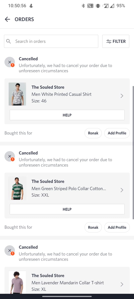 RonakMo23112373's tweet photo. @myntra myntra is totally fooling people. They put sale and if we order something they cancel it by unknown reason. Please be aware of myntra scam @myntra this is my second time i have order more than 10 item before they are using us by traffic their app. https://t.co/Ndjv3z6li6