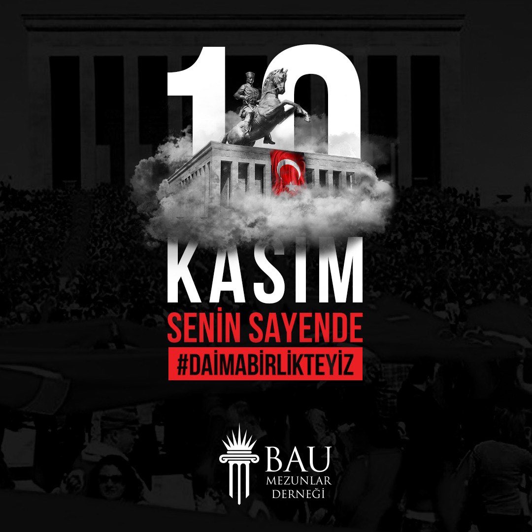 BAU Mezunlar Derneği olarak Ulu Önder Mustafa Kemal Atatürk’ün ışığında dünyanın neresinde olursak olalım ülkemiz için #DaimaBirlikte çalışıyoruz. Ata’mızı saygıyla anıyoruz. 🇹🇷