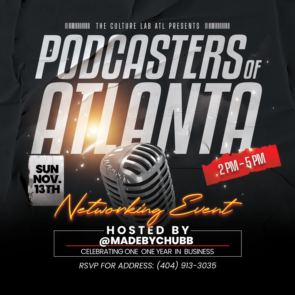 Join us this weekend for our first meetup at The Culture Lab. RSVP for address... #podcastersofatlanta #atlanta #atl #podcast #podcasting #networking #atlantapodcast #atlantapodcasters