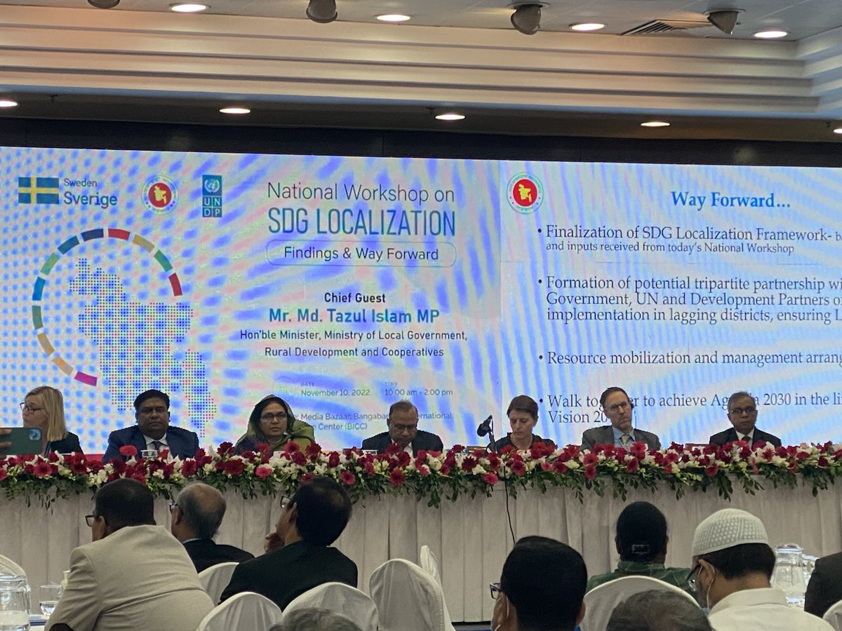 GwynLewis12's tweet photo. Honored to be part of the National Workshop on SDG localization with HE Minister of Local Government, the Principal Coordinator SDG Affairs, ⁦@UNDP_BD⁩ and ⁦@SwedeninBD⁩ .  Empowering and including local communities will make a real change on the ground. https://t.co/IUTm5l3DFq