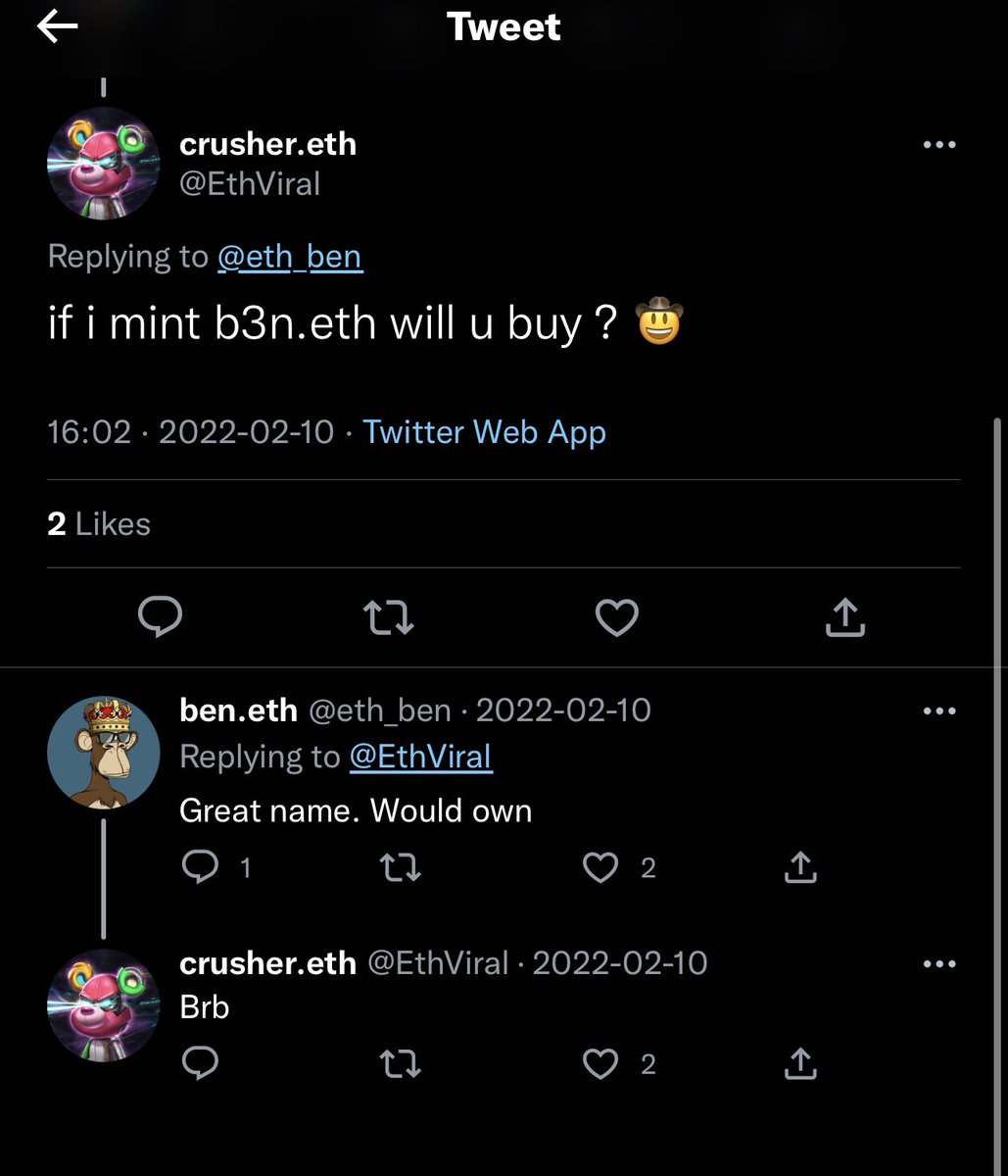 32oshi's tweet photo. @EthViral hey man did you ever grab B3n.eth https://t.co/wfynmBI1ZR