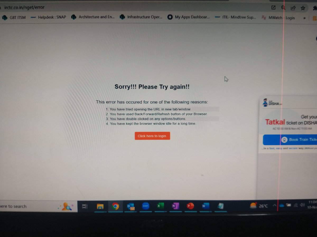 arjunramb's tweet photo. Everytime we try to book tatkal tickets at 10 or 11AM this is the status of the IRCTC website .  Good management @AshwiniVaishnaw @IRCTCofficial https://t.co/k1SYnPb2xH