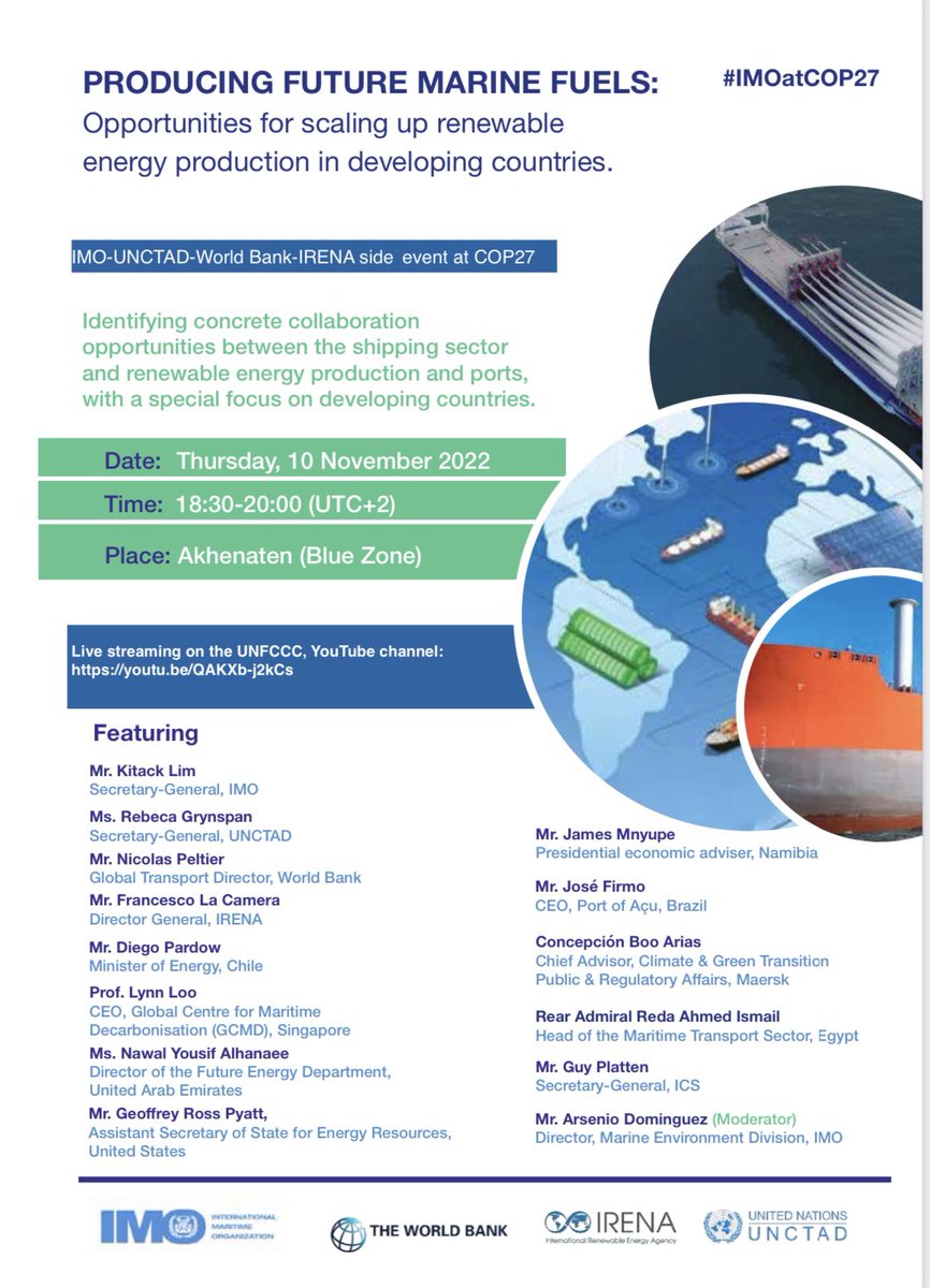 Roel Hoenders (@roelhoenders) on Twitter photo Today (10/11) at 6:30pm <a href="/COP27P/">COP27</a> time (4:30pm UK): Renewable Fuel Production for Shipping <a href="/IMOHQ/">International Maritime Organization</a> <a href="/shippingics/">International Chamber of Shipping (ICS)</a> <a href="/UNCTADTrade/">UNCTAD Trade</a> <a href="/IRENA/">IRENA</a> <a href="/DiegoPardow/">Diego Pardow</a> <a href="/Maersk/">Maersk</a> <a href="/MrMnyups/">James Mnyupe</a> <a href="/Loo_Group/">Lynn Loo 盧月玲</a> Today (10/11) at 6:30pm <a href="/COP27P/">COP27</a> time (4:30pm UK): Renewable Fuel Production for Shipping <a href="/IMOHQ/">International Maritime Organization</a> <a href="/shippingics/">International Chamber of Shipping (ICS)</a> <a href="/UNCTADTrade/">UNCTAD Trade</a> <a href="/IRENA/">IRENA</a> <a href="/DiegoPardow/">Diego Pardow</a> <a href="/Maersk/">Maersk</a> <a href="/MrMnyups/">James Mnyupe</a> <a href="/Loo_Group/">Lynn Loo 盧月玲</a>