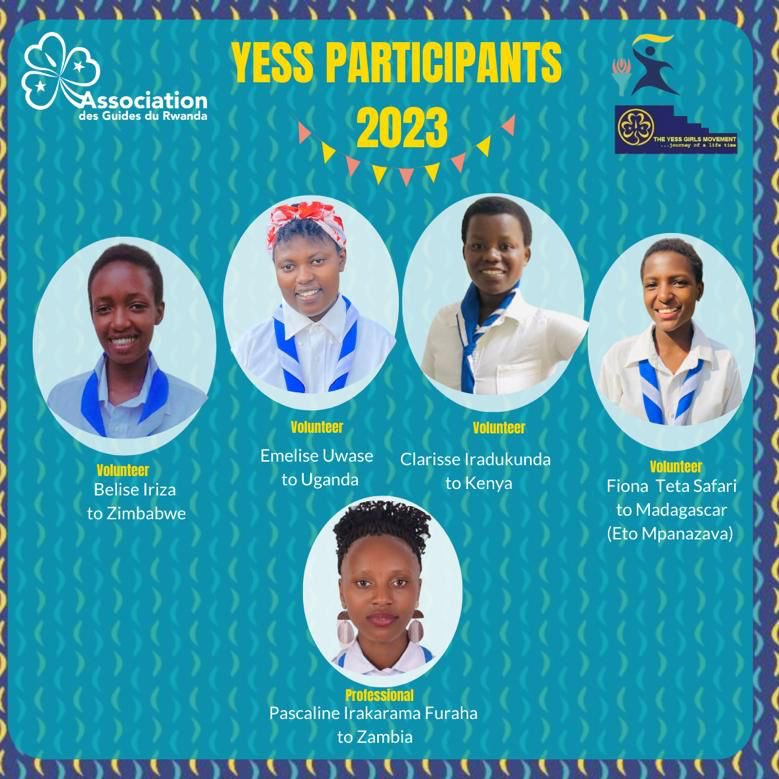 guidesrwanda's tweet photo. Join us to congratulate 5️⃣ young leaders to represent the @guidesrwanda during the #YESS2023 program in 5 different countries! We celebrate the exchange being back after that it was hindered by the #COVID19 pandemic! @YessMovement @Norecno @wagggsworld (1) https://t.co/04DbEPzcJN