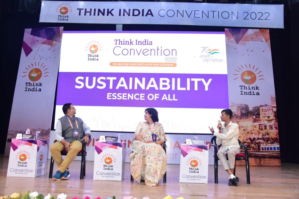 thinkindiaorg's tweet photo. Glimpses from the session organised on the theme of “Sustainability: Essence of All” at Think India Convention 2022 organised in BHU, Varanasi.

Smt. Karuna Gopal (@KarunaGopal1) and Shri Ranjan Ghosh enlightened the delegates about the issue of sustainability and it's importance https://t.co/93j05Qe99L