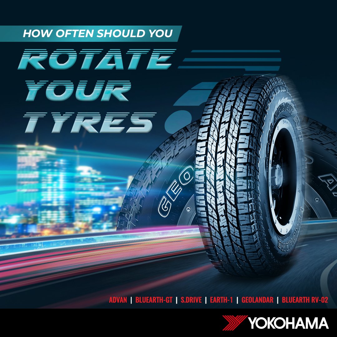 YokohamaIndia's tweet photo. Tyre rotation is important to maintain the health of tyres to make them wear evenly and last longer.
But do you know the time/distance interval in which it should be done? Stay tuned with Yokohama to know the answer.β
#tyrerotation #tyremaintenance #tyrehealth #yokohamaindia https://t.co/g3SeDKdUTL