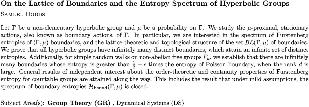 arxiv.org/abs/2211.04554…
S Dodds
On the Lattice of Boundaries and the Entropy Spectrum of Hyperbolic
  Groups