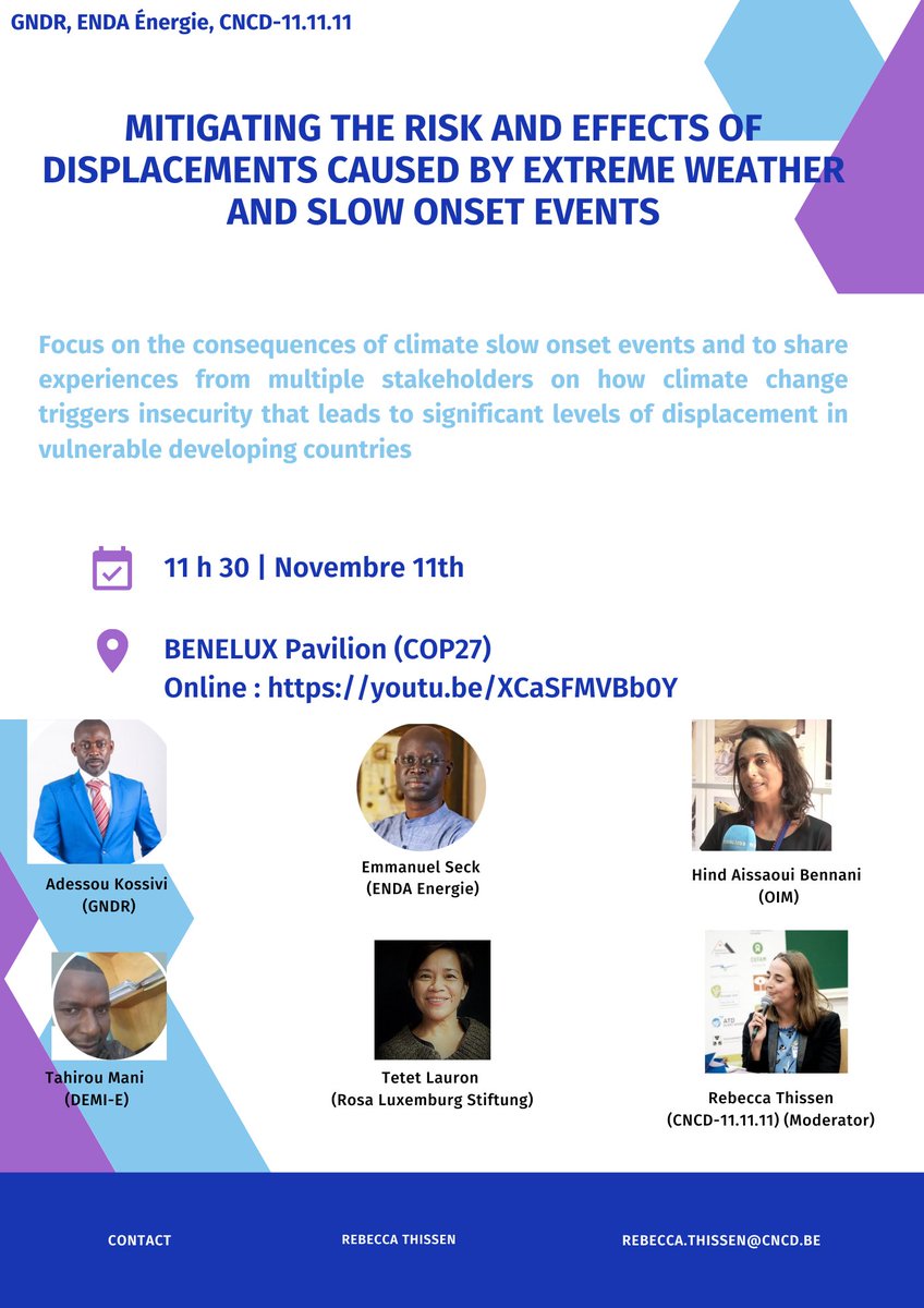 rebecca_thissen's tweet photo. ⚠️Happening today⚠️
Side-event on #LossAndDamage and climate displacement (specifically #SlowOnsetEvents)

📌Where ? Benelux Pav
📌When ? 11.30 (SS time)
📌Who ? @EmmanuelSobel @endaenergylinks @globalnetworkdr @KossiviAdessou @IOMROWCA DEMI-E @cncd111111 https://t.co/Xes0DSf06N