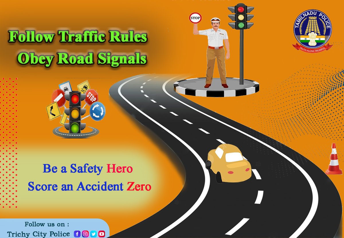 TrichyCityPolic's tweet photo. #TrichyCityPolice #FollowTrafficRules
#obeyroadsignals #trafiic #roadsafety #trichy #trichycity https://t.co/hAtFEfk8pO