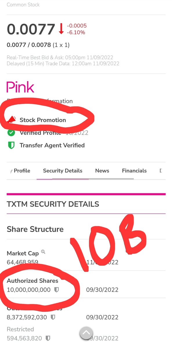 SimpleHumble4's tweet photo. $TXTM- I am a small investor like you.Lost lots of money by following pumping machines.Learned my lesson&amp; trying to help. Learn chart, fillings &amp; share structure. 
Chart: ⏬️ .002
SS: 10B 👎 
Promotion⚠️ Protect ur inv

oil&amp;gas is better inv $TTNN $XFLS $AUNXF as winter coming https://t.co/Dc7XrrE38z