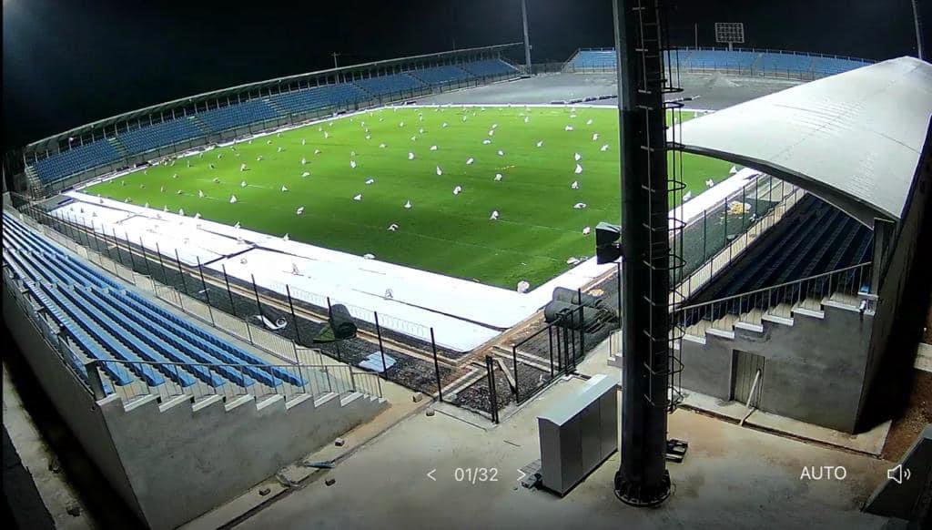 QUICK UPDATE: We are at this stage for the roll out process of the artificial turf at the Southern Arena.✅

A fully 6,000 seater stadium is set to be completed very soon.🏟️ Let’s build Sierra Leone!!!🇸🇱🇸🇱🇸🇱