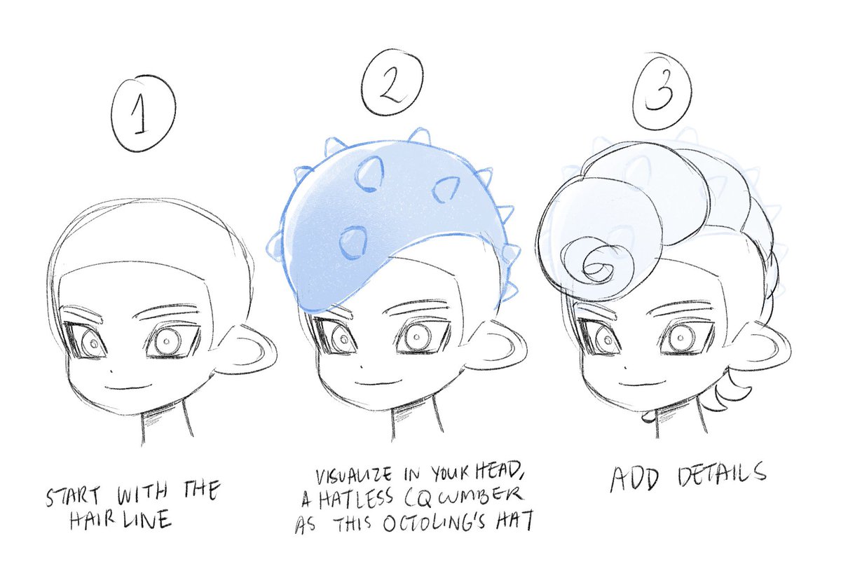 how to draw the surfcurl octoling hairstyle #splatoon 
