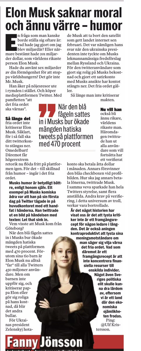 Måste bara försöka förmedla lite kritik mot makten för att se om det händer något.