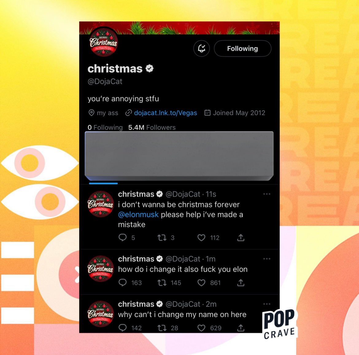 Doja Cat panics as she realizes that verified accounts currently can’t change their display name anymore.