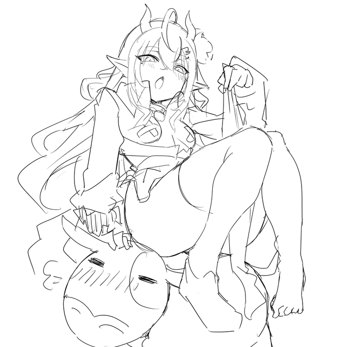 仕事前にウォーミングアップでラフ描くようにしてるんだけど可愛いの描けた～これゆっくり仕上げYO～!! 