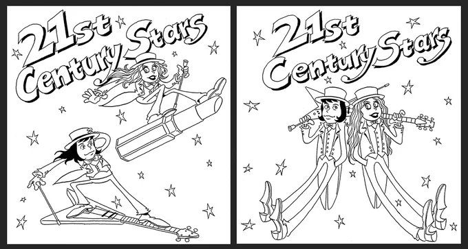 21st Century Stars

1枚目:『21世紀のラヴァース(1996)』のCDジャケットの制作時に描いたラフ(10枚くらい描いた)の中から、ボツになった構図2枚
2枚目:CDジャケット原画
3枚目&4枚目:CDリリースから10年後に描いたイラスト 
