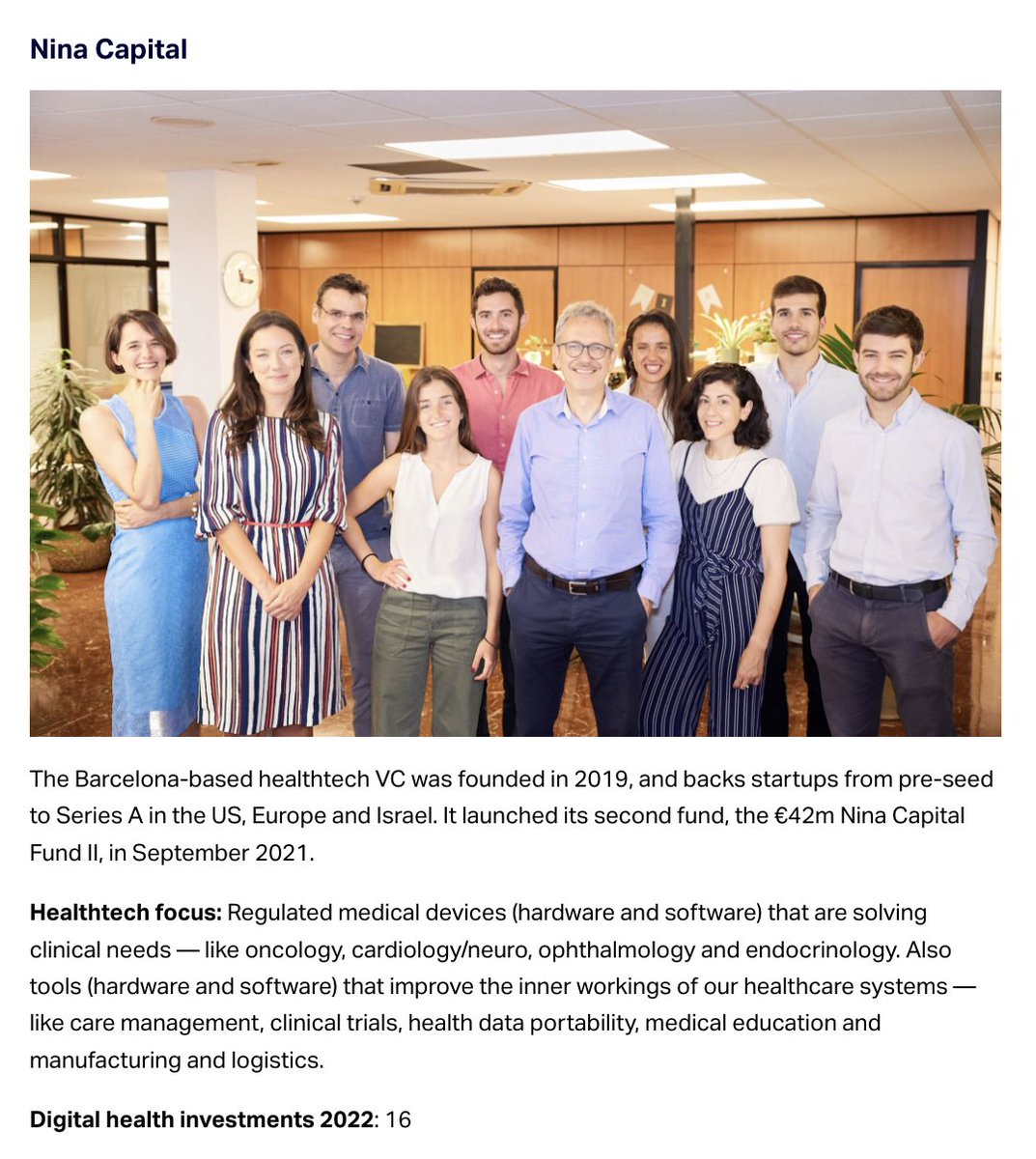 The 50 most active early-stage healthtech investors by <a href="/Siftedeu/">Sifted</a> using <a href="/dealroomco/">Dealroom.co</a>. 
A great list for early stage companies looking for funding!
sifted.eu/articles/most-…
#healthtech #investor #wearenina