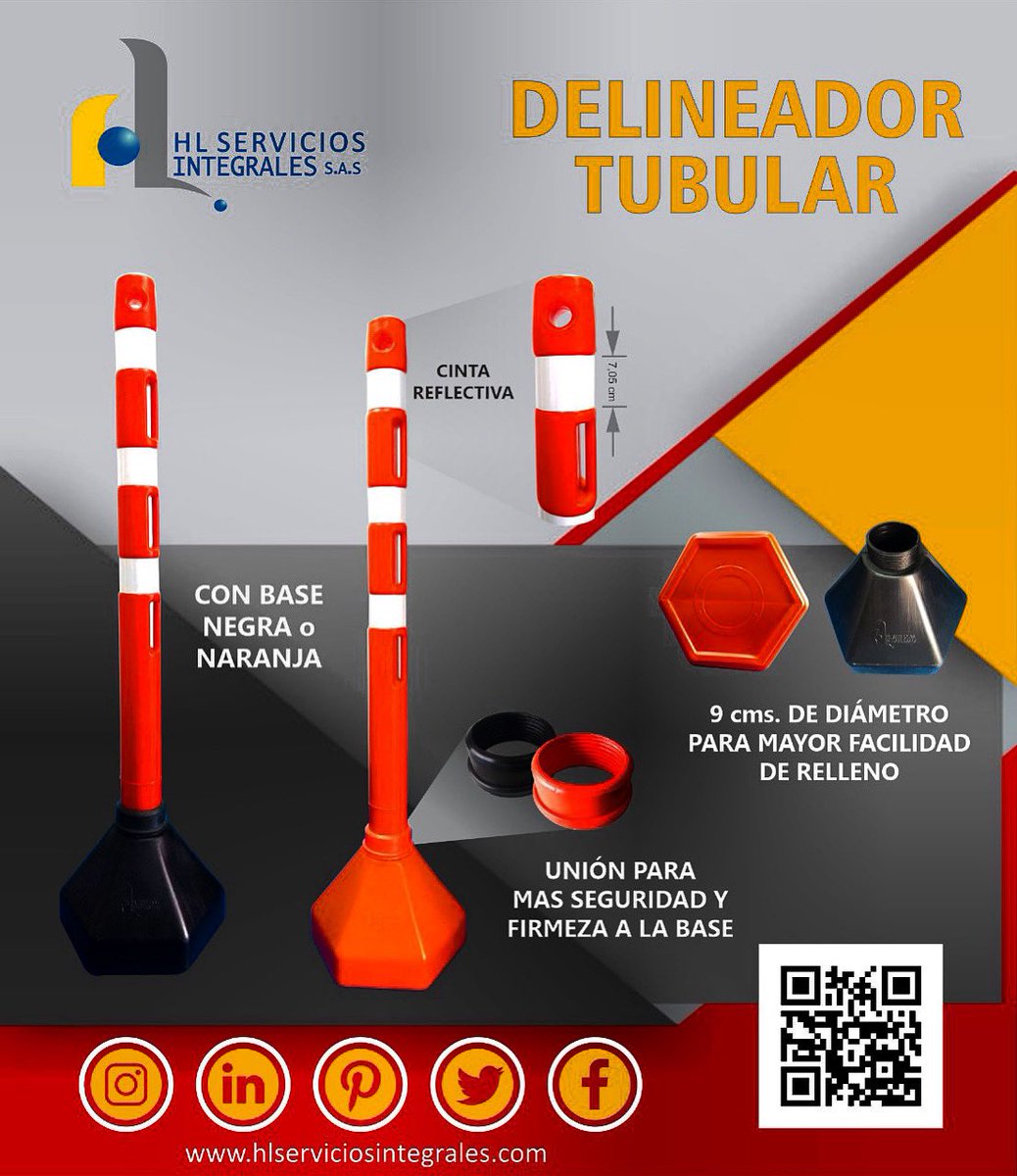 HlServic's tweet photo. Fabricamos y suministramos colombinas o delineadores tubulares. #hlserviciosintegrales #comprometidosconlaseguridadvial #calidad #señalizacion #demarcacion #inteligenciavial https://t.co/TtSL2q6taS