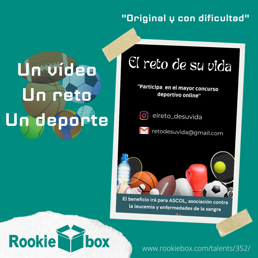 🏀🎾🏈“El reto de su vida”⚽️🎱🪀

Un vídeo, un reto, un deporte.

Participa en el eTalent deportivo online en el que demuestres tu originalidad y la dificultad de tu deporte en un vídeo.
Encuentra todas las bases en nuestra web

Todos los beneficios obtenidos irán para <a href="/ascol_cyl/">Ascol</a>