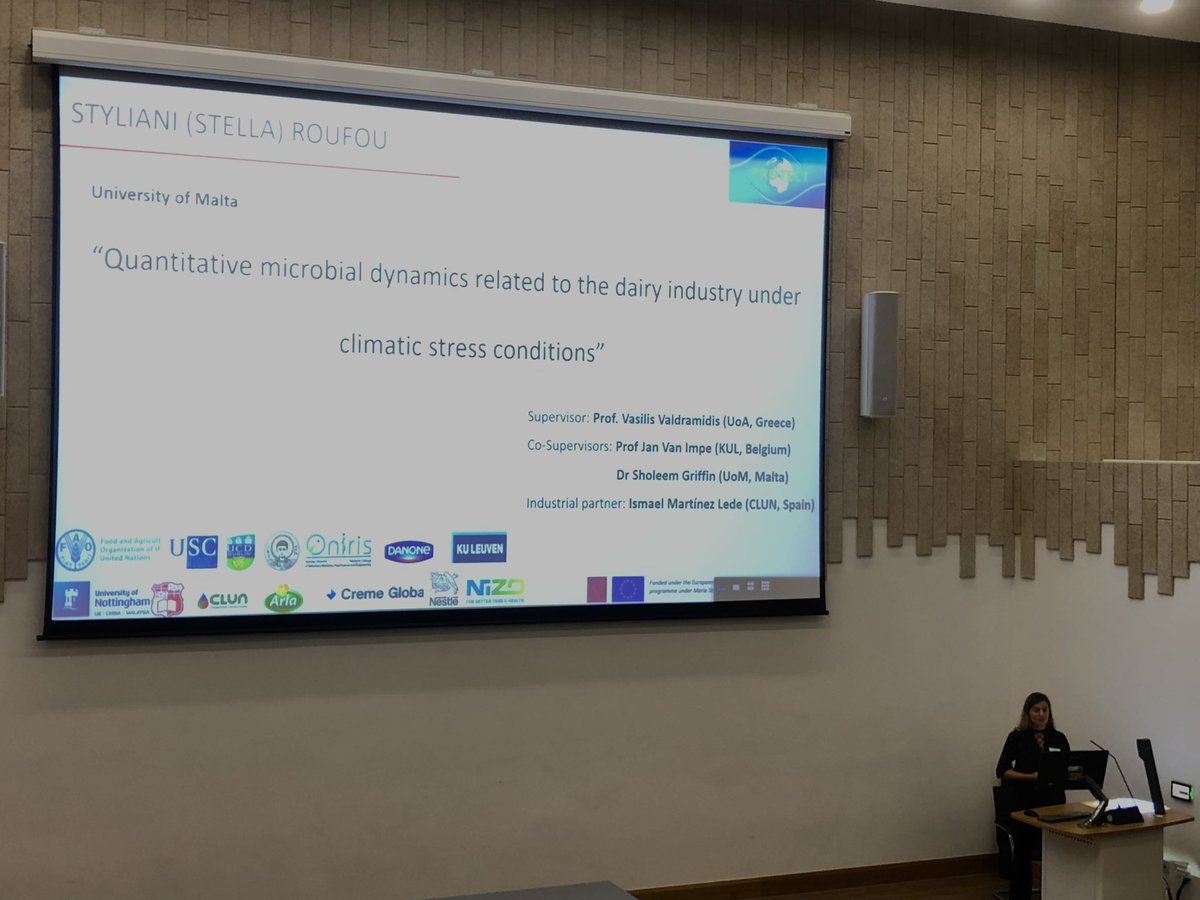 janfmVI's tweet photo. 👉 @stellaroufou presenting a comprehensive overview of her PhD study within @MSCActions @PROTECT_ITN : 

“#ClimateChange affecting microbial dynamics in dairy” 👏

Great collaboration
@UMmalta @Vasilis62 &amp;
#clun Cooperativas Lácteas Unidas &amp; @KULeuvenBioTeC @ssbhonsale @LydKats! https://t.co/qwbdqqgxNT