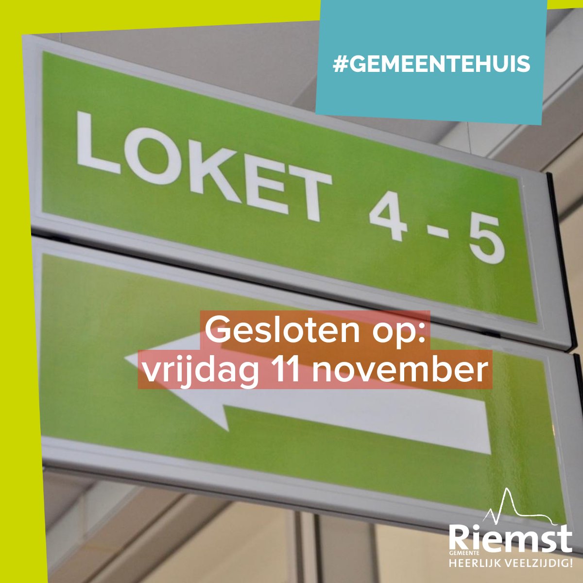 Vanwege de feestdag Wapenstilstand zijn onze gemeentelijke diensten gesloten op vrijdag 11 november. Op maandag 14 november staan we weer voor jullie klaar! 

Ondertussen al een afspraak maken? Surf naar riem.st/afspraak.