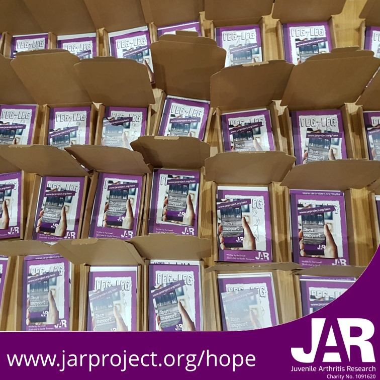 Packing up more 'Little Box of Hope' teen packs ready to send out. We have two versions of our Little Box of Hope to meet the needs of different ages of children and young people with #JIA in the UK. Request one at jarproject.org/hope #ThinkJIA #ChildrenGetArthritisToo